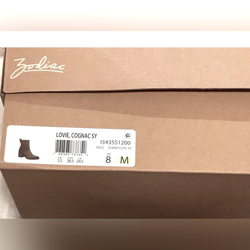 Zodiac Lovie Boot Size 8 Color Cognac NIB - Picture 7 of 7